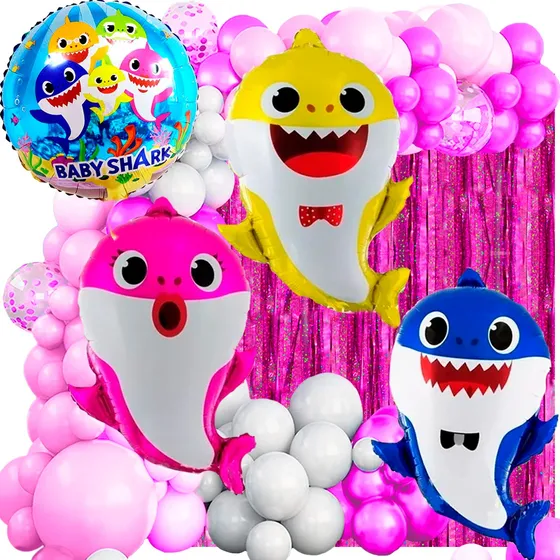 55 Art Baby Shark Tiburon Candy Bar Globos Peces Mar Deco376
