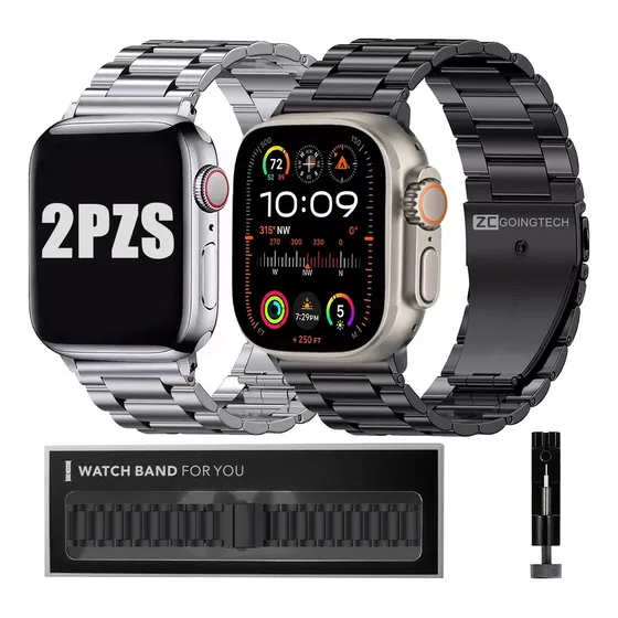 2pzs Correa De Acero Para Apple Watch Serie 9 8 7 6 Se Ultra