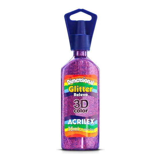 Tinta 3D Dimensional Relief Acrilex, 35 ml, purpurina #12212, color 214-rose