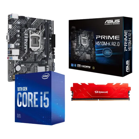 Kit I5 10400 C/ Vídeo Integrado H510 Asus Memória 16gb Ddr4