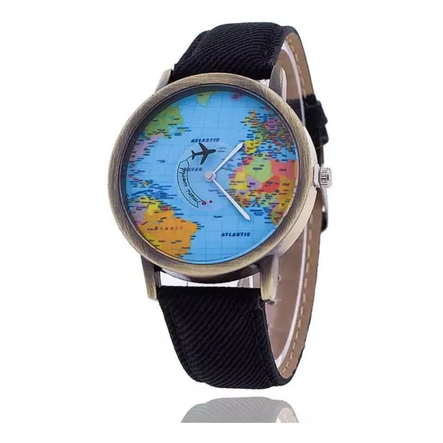 Reloj Mapa Mundo, Viajero, Unisex, Mapa Mundial.