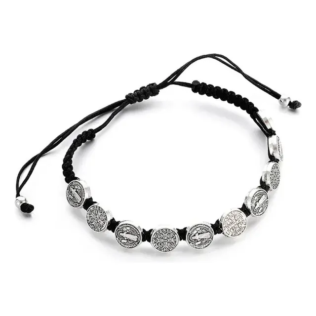 Pulsera Manilla San Benito Cruz Unisex Negra