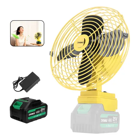Ventilador De Mesa Portátil Recarregável Bateria Ryoku Amarelo