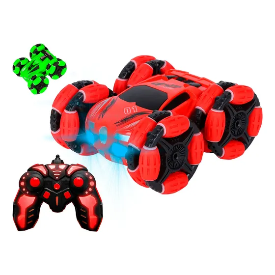 Auto A Radio Control Remoto Todo Terreno Ruedas Giro 360º Color Rojo