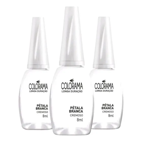 Kit 3 Esmaltes Colorama Pétala Branca 8ml