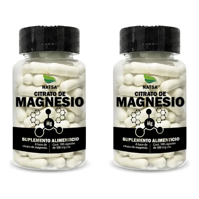 Citrato De Magnesio 2 Frascos 100 por unidad Calidad Premium Duerme Mejor y Despierta Con + Energía Alta Absorción