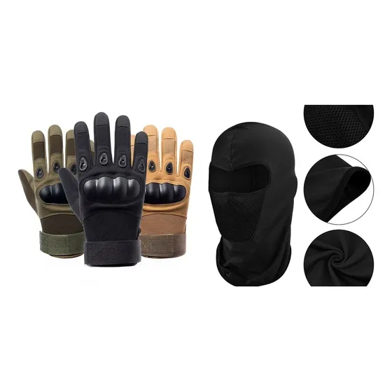 Pasamontañas Táctico Negro De Microfibra+ Guantes Reforzados