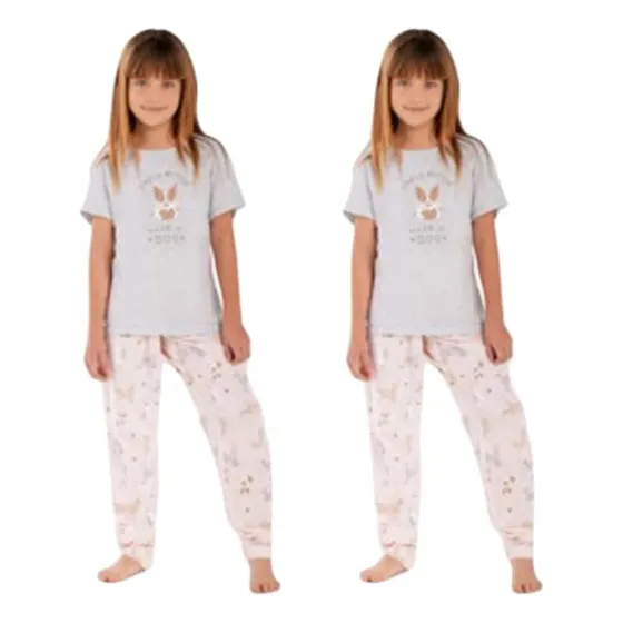 Conjunto Pijama Para Niñas Con Pantalón Y Franela
