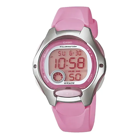 Reloj Casio Digital Lw200 Blanco 7a Correa Resina Color Del Fondo Rosa Color De La Correa Rosa Lw-200-4b Color Del Bisel Gris