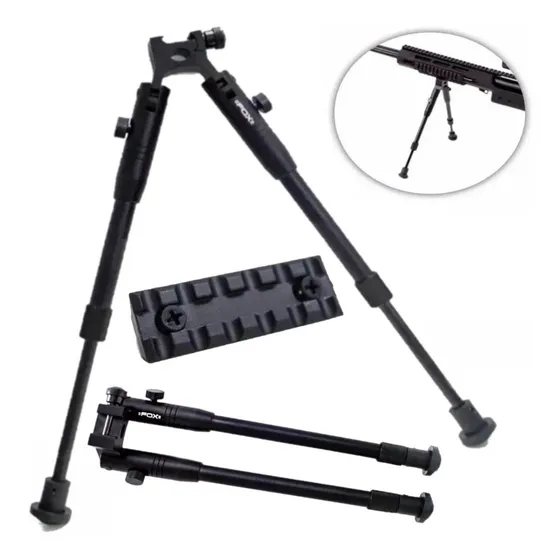 Bipode Profesional Fox Aluminio Picatinny 23 Cm + Riel W6-9