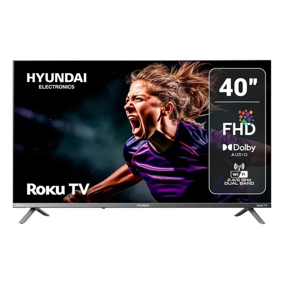 Pantalla Hyundai HYLED4027RIM Tv 40 Led FHD Smart TV, Dolby Audio, Sistema Operativo Roku, Apple Air Play Y Google Home, Diseño Border Less
