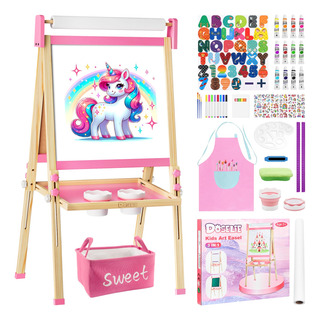 Arte De Madera Ajustable Easel Doselie Para Niños Pequeños C Arte De Madera Ajustable Easel Doselie Para Niños Pequeños C