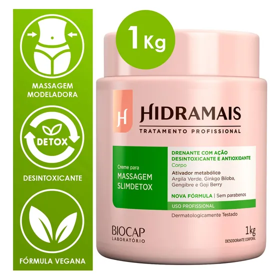 Creme Massagem Corporal Slimdetox Reduz Celulite Gordura 1kg