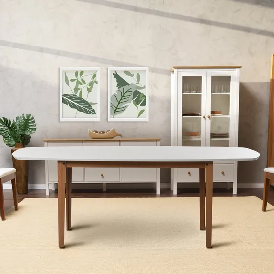 Mesa Oval 8 Lugares 2,0m Tampo Mdf Tiê Cabecasa