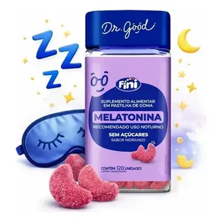 Melatonina Fini: Gomas Para Com Sabor Morango, Veganas e Sem Glúten - 120 Unidad