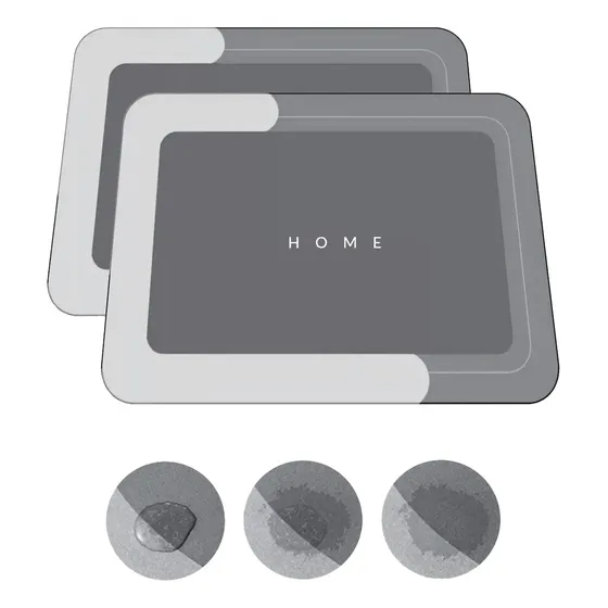 Kit 2 Tapetes Mágico Para Banheiro Antiderrapante Absorvente Cor 2 Cinza Home