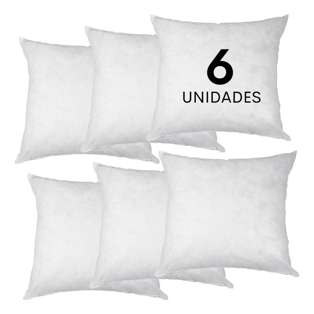 Kit 6 Enchimentos Almofadas Refil 45x45cm Espuma Extra Macia