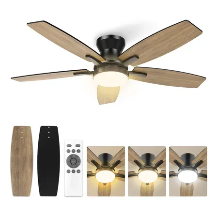 Ventilador de Teto FANSVENTO 42" Com Luz LED e Controle, 5 Pás Reversíveis Silencioso