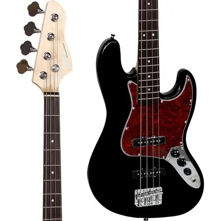 Contrabaixo Giannini Gb100 Jazz Bass 4 Cordas Preto Tortoise Destro Black Envernizado
