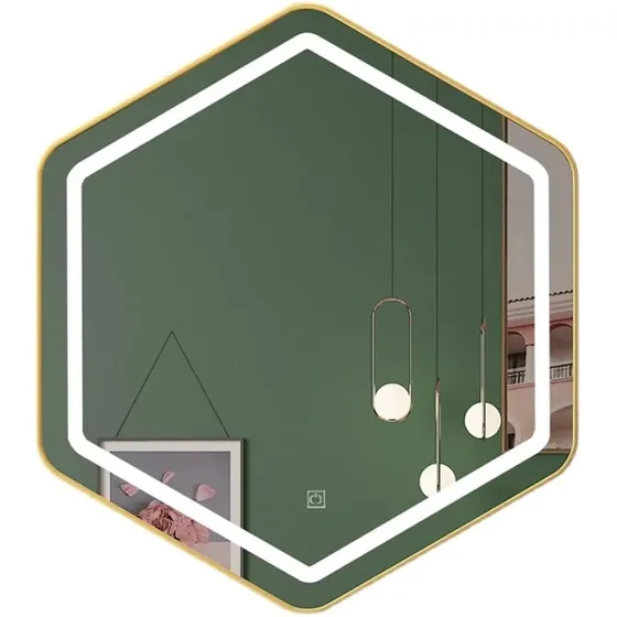 Espejo De Pared Hexagonal 3 Luces Led  67cm X 67cm