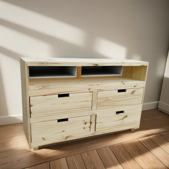 Comoda Ferretera 140 Cm De Madera De Pino Rosario