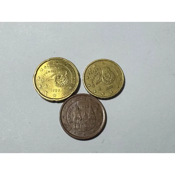 Moedas Espanha 20, 10 E 5 Cents 1999 Ma296
