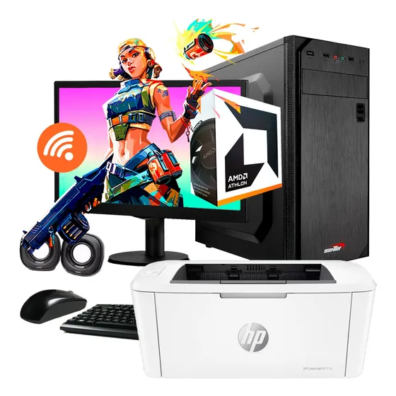 Pc Computadora Escritorio Completa Impresora Monitor Wifi