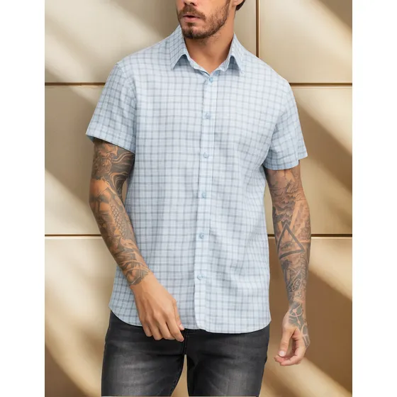 Camisa Linho M/c Xadrez Red Feather