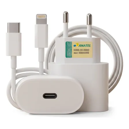 Kit Carregador Turbo 20w Usb c + Cabo Lightning Para iPhone Branco