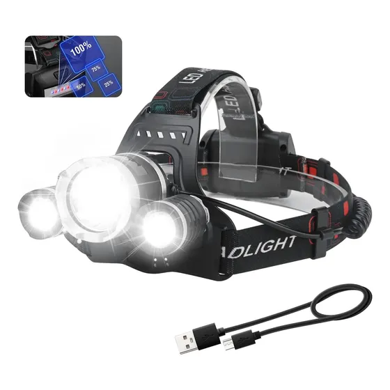Led Recargable Led De Boruit, Linterna De Lámpara De Cabeza