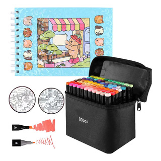 Kit De Libros Para Colorear Con Bolígrafos De Doble Punta, 8 Kit De Libros Para Colorear Con Bolígrafos De Doble Punta, 8