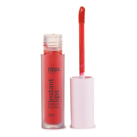 Batom Líquido Instant Lips - Nina Make Up Acabamento Cremoso Cor Rubi