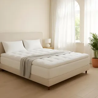 Pillow Top Protetor Colchão Cama Casal 400 Fios Toque Macio Branco Liso Casal