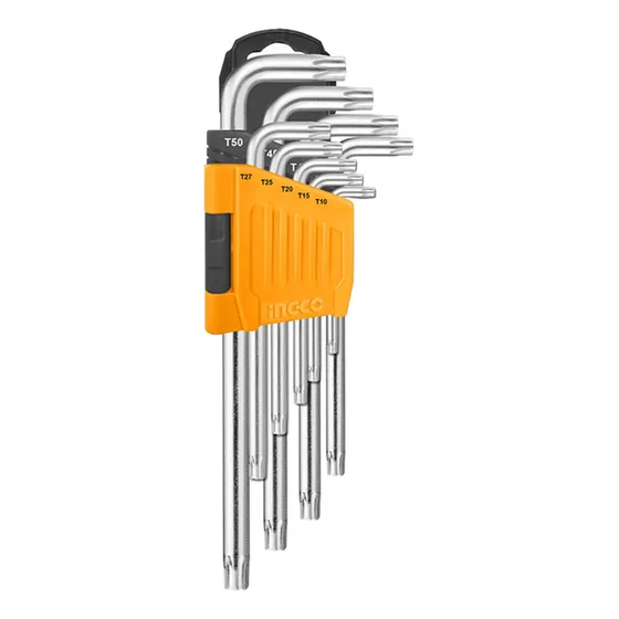 Juego Llaves Allen Estrella Torx 9 Piezas Ingco Hhk13092 Color Plateado
