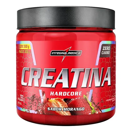 Creatina Hardcore Com Sabor 350g - Integralmedica Sabor Morango