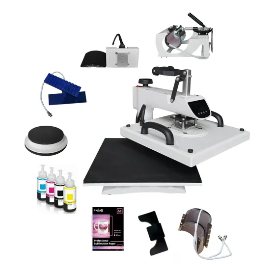 Combo 12en1 De Maquina Para Sublimar 38x38 Textil Lapiceras