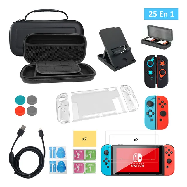 Estuche De Nintendo Switch Protector Con Cable Soporte 25en1