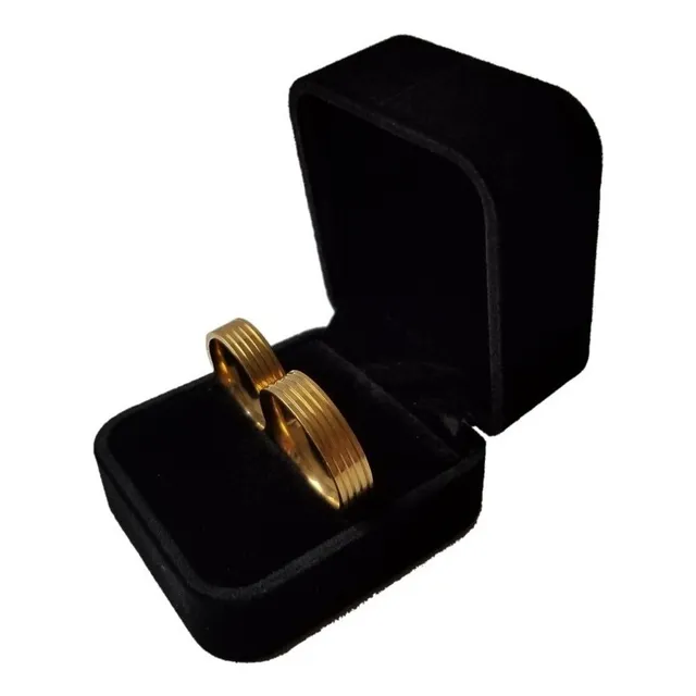 Par De Aros Para Matrimonio En Acero Enchapado En Oro 18k