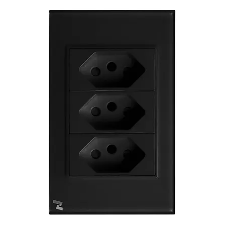 Tomada Embutir Tripla Novadigital 20a 3 Pinos Vidro Temperado Preto