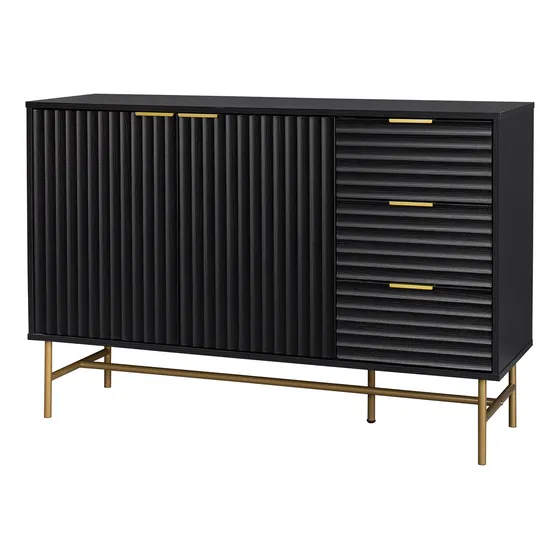 Buffet Negro Dorado Top Living Brooklyn Aparador Vajillero