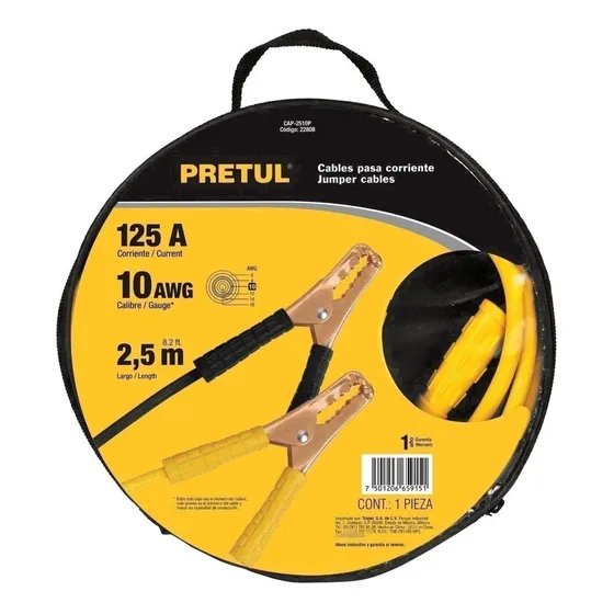 Cables Para Iniciar Batería Carro 2,5mtrs 10awg Pretul