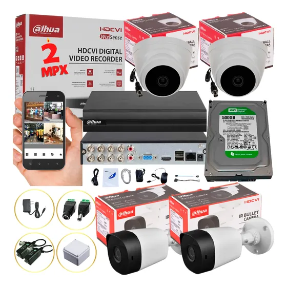 Cámaras Seguridad Kit Fullhd 1080p Dahua Dvr 8ch + 4 Cámaras