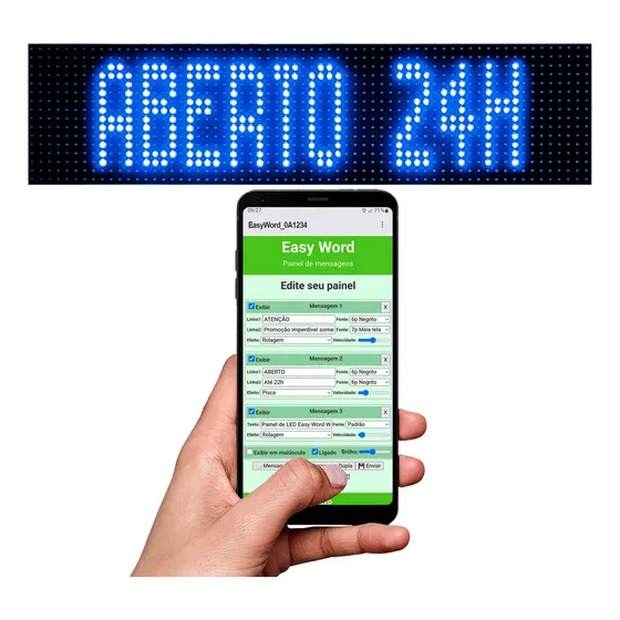 Placa Led Wifi Letreiro Digital 70x20* Editável Programável
