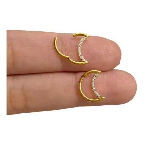 Piercing Daith Lua Titânio Antialergico Clicker Com Zircônia
