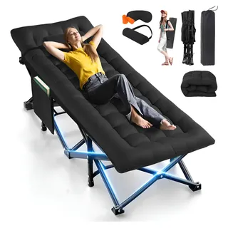 Catre Plegable Acampar Portátil Reforzado Con Desmontable Colchón,capacidad De Carga 300 Kg,viene Con Almohada,antifaz,tapones Para Los Oídos Y Bolsa De Almacenamiento,adecuada Para Acampar,oficina