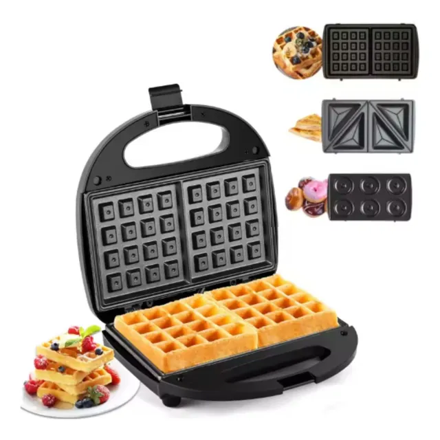 Sanduicheira Grande 3 Em 1 Profisisonal Grill Antiaderente Waffles Lanches Donuts Rosquinhas Inox