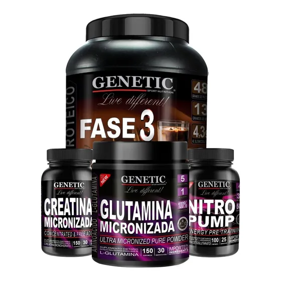 Ganador Masa Muscular F3 Creatina Glutamina Arginina Genetic