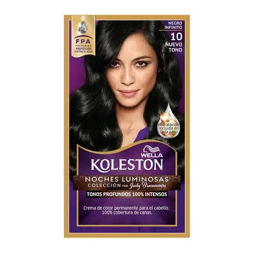 Tinte Wella Koleston Coloración En Crema Tono 10 Negro Infinito Para Cabello