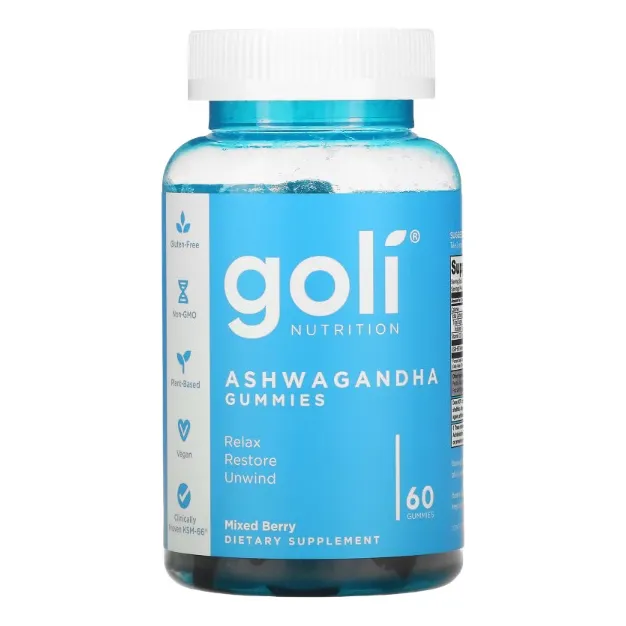 Goli® Ashwagandha & Vitamin D Gummy - Relájate. Restore. Relájate. (mezcla De Bayas, Ksm-66, Vegano, A Base De Plantas, Sin Omg, Sin Gluten Y Sin Gelatina)