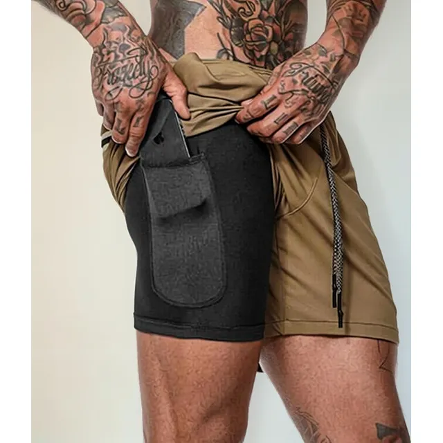 Short Gimnasio Licra Bolsillo Poliester Hombre Deportes